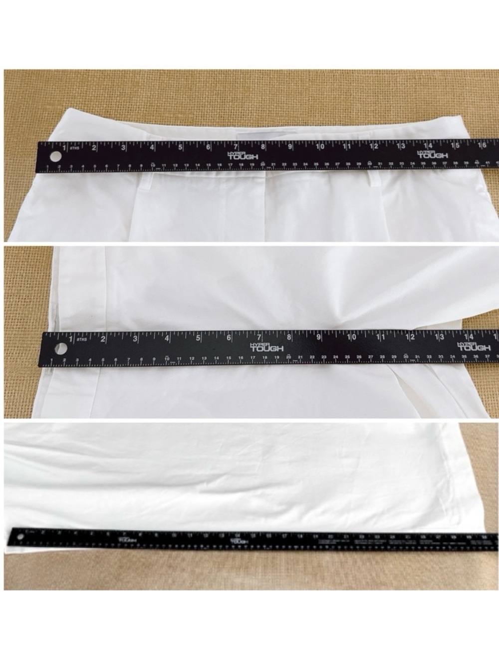 Matteau Organic Cotton Chino Pants Wide Leg High Rise White Trousers Women 8 - Picture 11 of 13